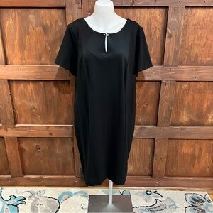 Talbots Black Midi Dress with Pearl Accent